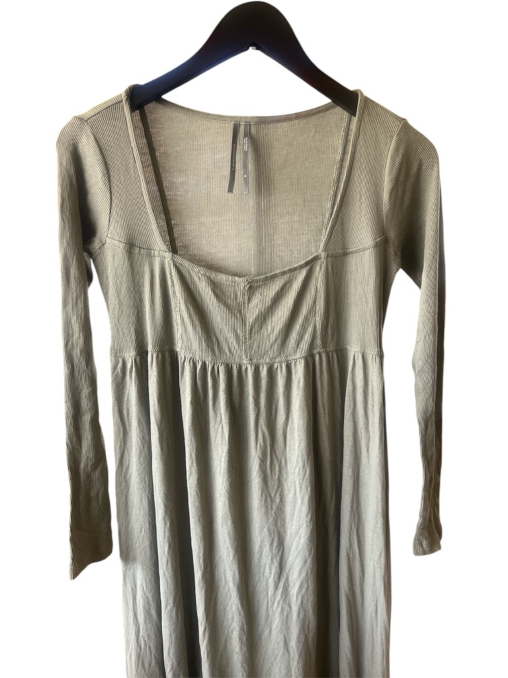 Anthropologie Olive Green Long Sleeve Tiered Maxi Dress - Picture 5 of 11
